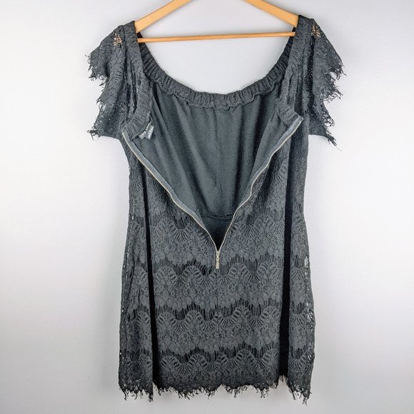 City Chic Black Plus Lace Off-the-shoulder Dress - Picture 8 of 9
